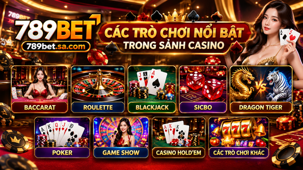 Các trò chơi nổi bật trong sảnh Casino 789BET